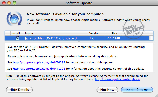 update java mac
